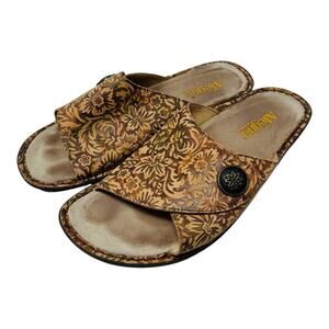 Alegria Vivica Floral Slide Sandals Brown Open Toe Comfort Shoes Clogs Size 41